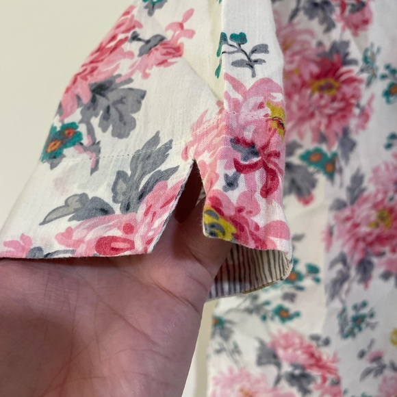 East White Pink Floral Print Shirt 3/4 Sleeve Collared Size 10 100% Cotton - Picture 3 of 10